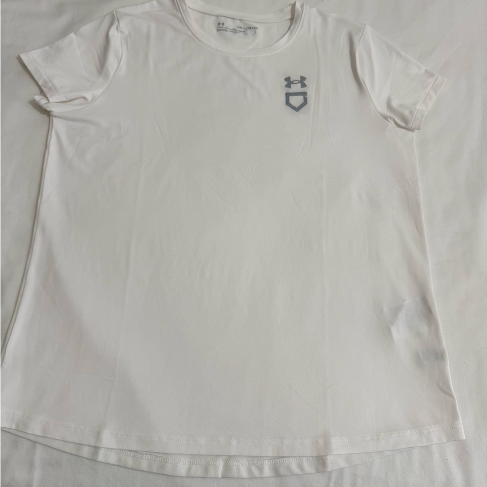 Under Armour Kids White Tee with Silver Logo